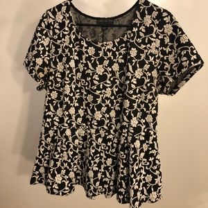 Black and White Floral Blouse